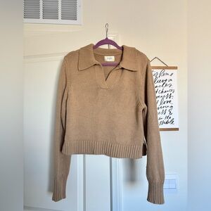 DISSH Tan V-Neck Collared Sweater